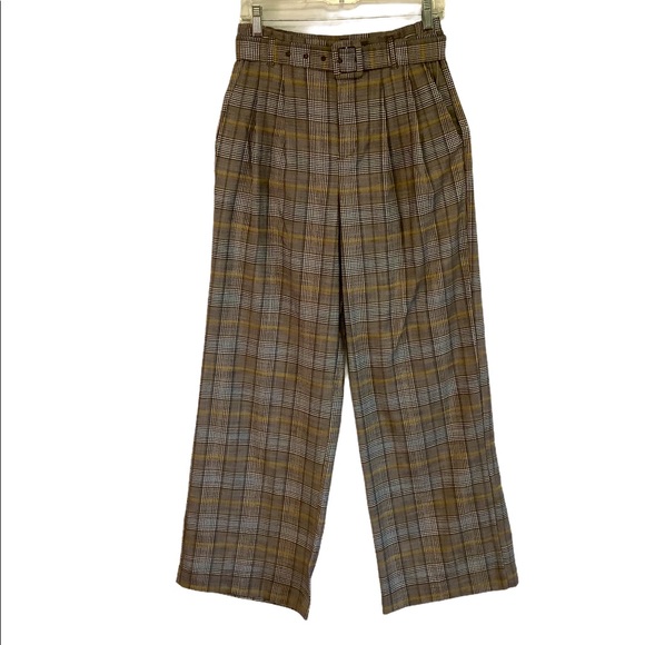NWT A New Day Grey Plaid Belted Palazzo Pants 2